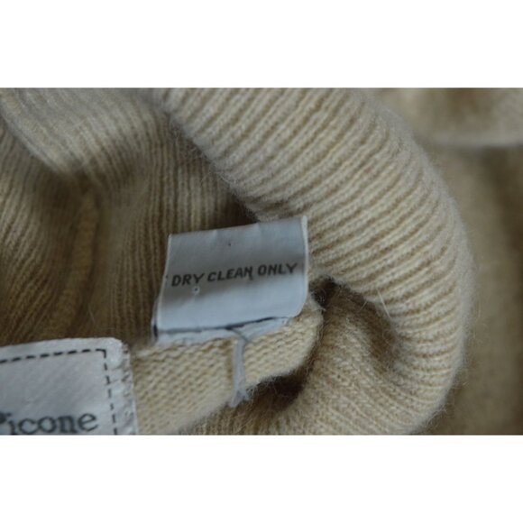 Vintage 90s Evan Picone Beige Lambswool Angora Turtle Neck Sweater Size Large - Picture 6 of 11
